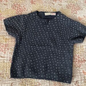 Zara Dark Blue Patterned Short Sleeve Tee